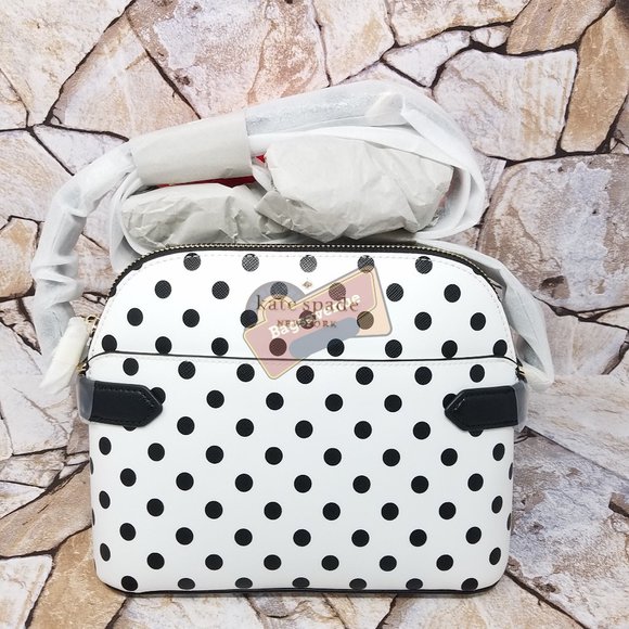Dome Crossbody Dot Polka White Black Kate Spade - Picture 3 of 10